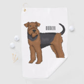 Afbeelding van de cartoon van Airedale doodsbange Golfhanddoek (Insitu)