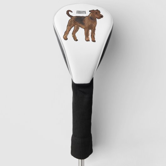Afbeelding van de cartoon van Airedale doodsbange Golfheadcover (Voorkant)