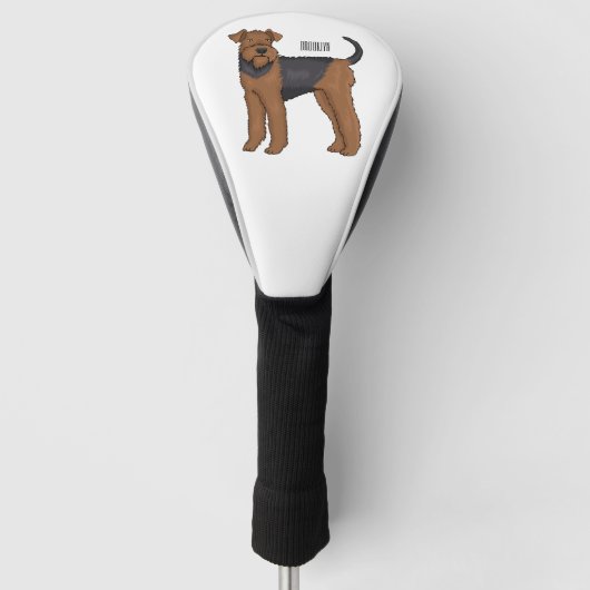 Afbeelding van de cartoon van Airedale doodsbange Golfheadcover (Voorkant)