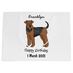 Afbeelding van de cartoon van Airedale doodsbange Groot Cadeauzakje