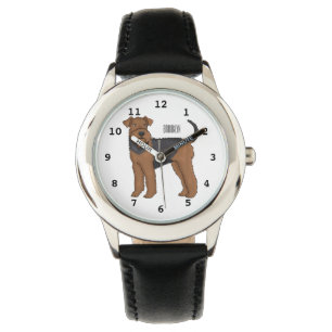 Afbeelding van de cartoon van Airedale doodsbange  Horloge