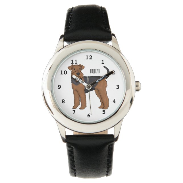 Afbeelding van de cartoon van Airedale doodsbange  Horloge (Voorkant)