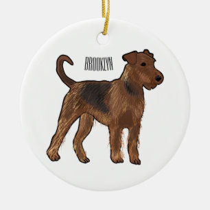 Afbeelding van de cartoon van Airedale doodsbange  Keramisch Ornament