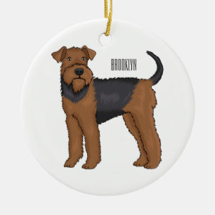 Afbeelding van de cartoon van Airedale doodsbange  Keramisch Ornament