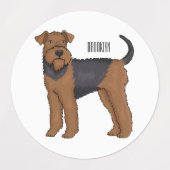 Afbeelding van de cartoon van Airedale doodsbange Labels (Design 2)