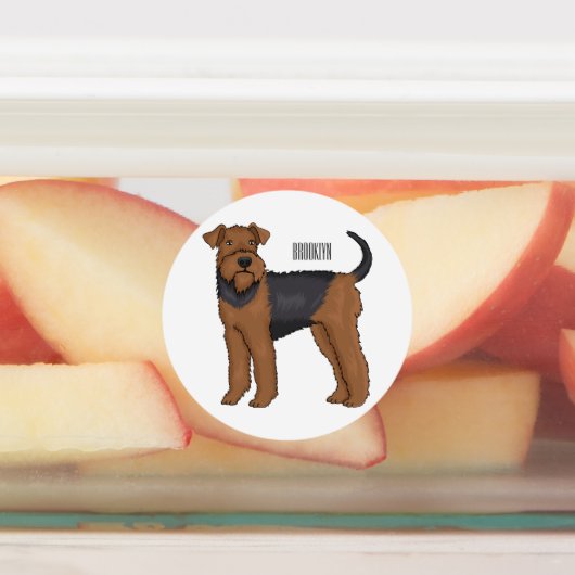 Afbeelding van de cartoon van Airedale doodsbange Labels (Aangebracht)