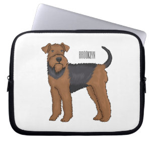 Afbeelding van de cartoon van Airedale doodsbange Laptop Sleeve