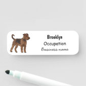 Afbeelding van de cartoon van Airedale doodsbange  Naamplaatje (In situ)