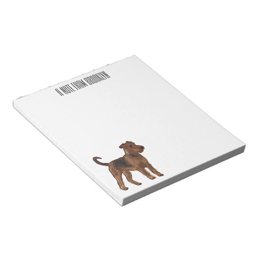 Afbeelding van de cartoon van Airedale doodsbange  Notitieblok (Schuin)