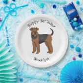 Afbeelding van de cartoon van Airedale doodsbange  Papieren Bordje (Feest)