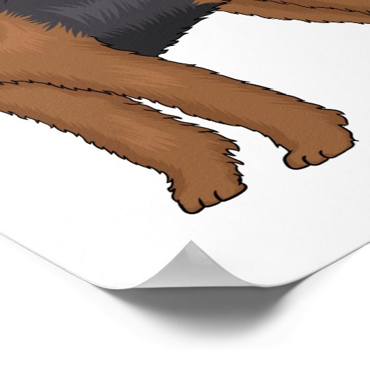 Afbeelding van de cartoon van Airedale doodsbange  Poster (Hoek)