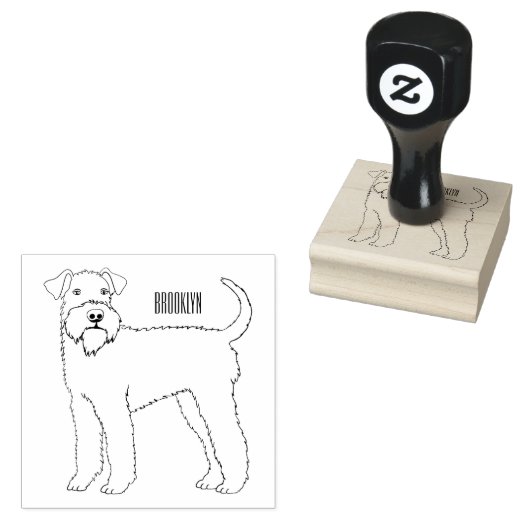 Afbeelding van de cartoon van Airedale doodsbange  Rubberstempel (Gestempeld)