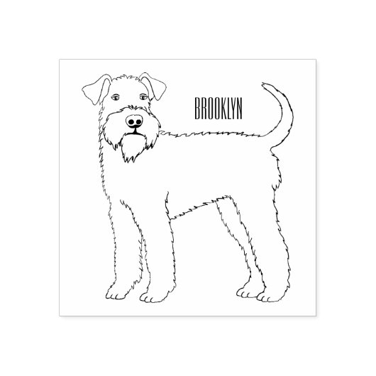 Afbeelding van de cartoon van Airedale doodsbange  Rubberstempel (Afrduk)