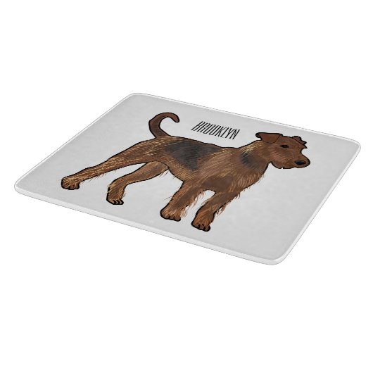 Afbeelding van de cartoon van Airedale doodsbange  Snijplank (Hoek)