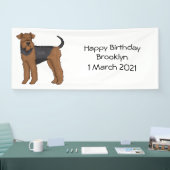 Afbeelding van de cartoon van Airedale doodsbange  Spandoek (Beurs)