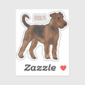 Afbeelding van de cartoon van Airedale doodsbange  Sticker (Vel)