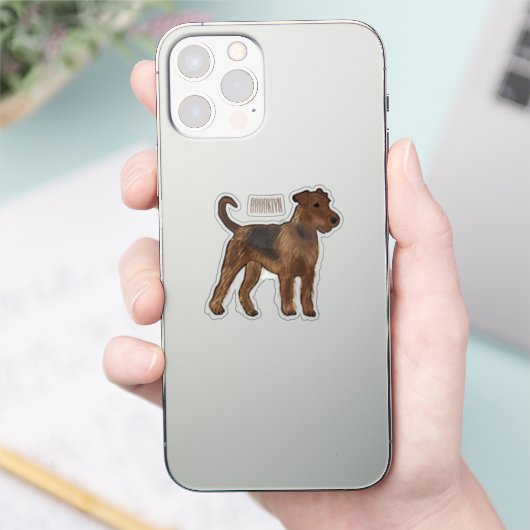 Afbeelding van de cartoon van Airedale doodsbange  Sticker (Telefoon)
