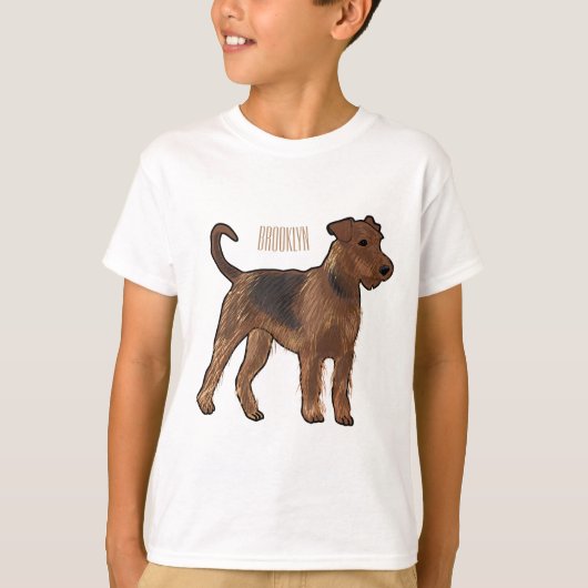 Afbeelding van de cartoon van Airedale doodsbange  T-shirt (Voorkant)