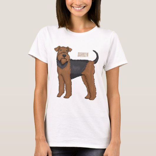 Afbeelding van de cartoon van Airedale doodsbange  T-shirt (Voorkant)