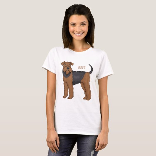 Afbeelding van de cartoon van Airedale doodsbange  T-shirt (Voorkant volledig)