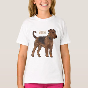 Afbeelding van de cartoon van Airedale doodsbange  T-shirt