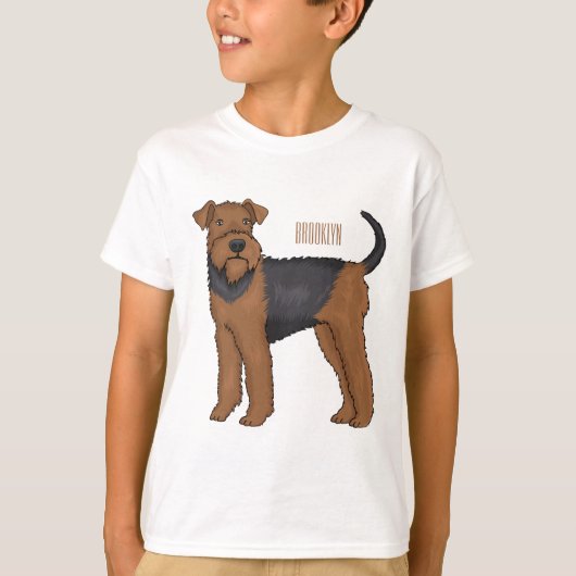 Afbeelding van de cartoon van Airedale doodsbange  T-shirt (Voorkant)