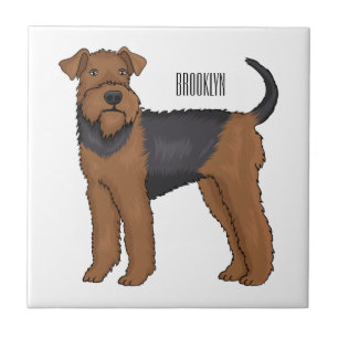 Afbeelding van de cartoon van Airedale doodsbange  Tegeltje