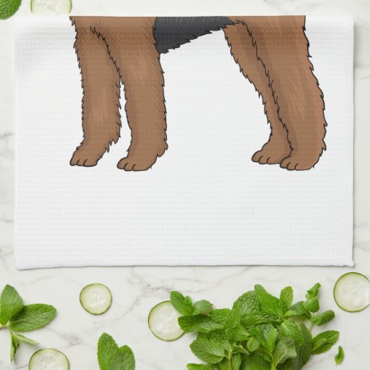 Afbeelding van de cartoon van Airedale doodsbange  Theedoek (Gevouwen)