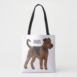 Afbeelding van de cartoon van Airedale doodsbange  Tote Bag