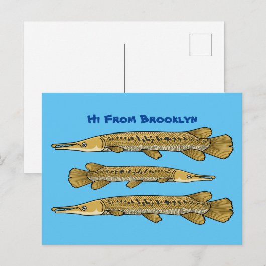 Afbeelding van de cartoon van Alligator garfish Briefkaart (Voorkant / Achterkant)