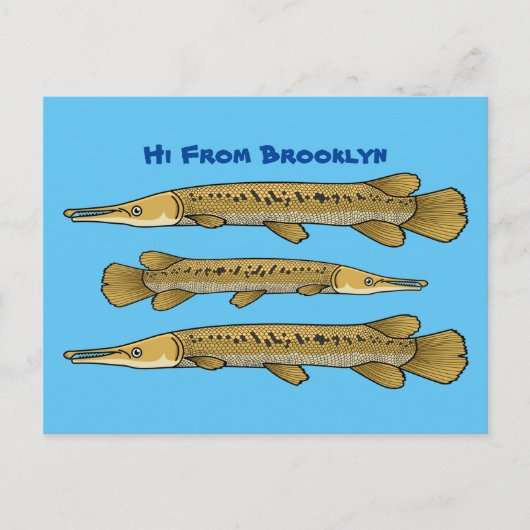 Afbeelding van de cartoon van Alligator garfish Briefkaart (Voorkant)