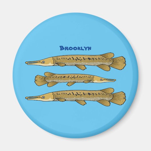 Afbeelding van de cartoon van Alligator garfish Magneet (Voorkant)
