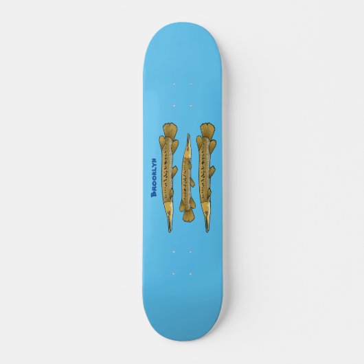 Afbeelding van de cartoon van Alligator garfish Persoonlijk Skateboard (Voorkant)
