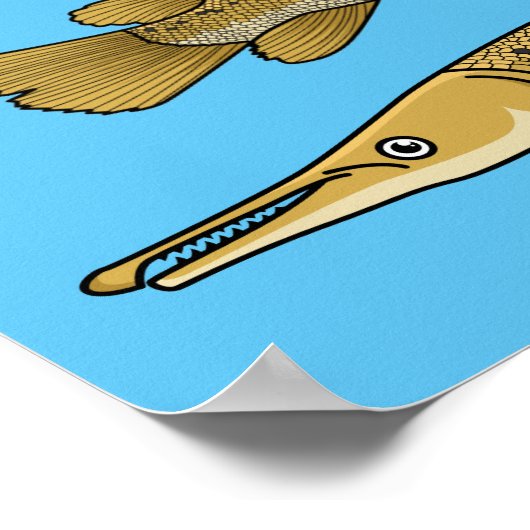 Afbeelding van de cartoon van Alligator garfish Poster (Hoek)
