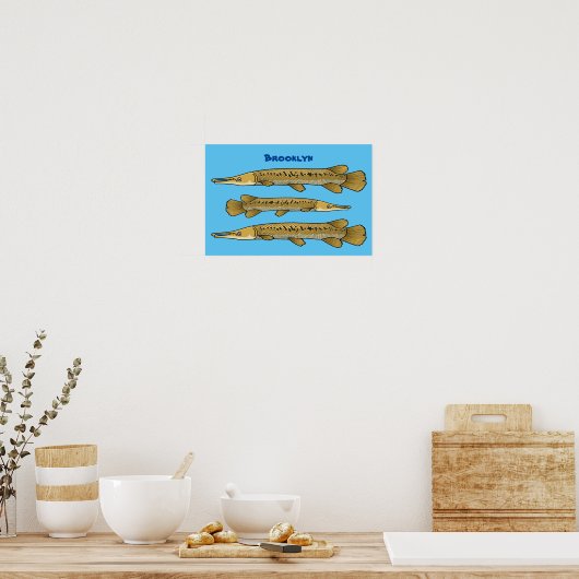 Afbeelding van de cartoon van Alligator garfish Poster (Keuken)