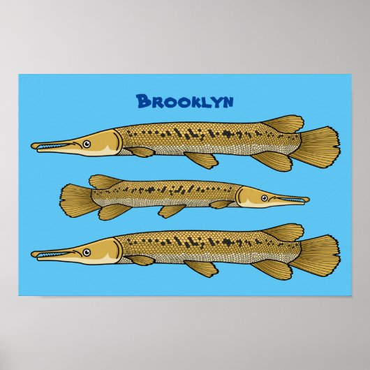 Afbeelding van de cartoon van Alligator garfish Poster (Voorkant)