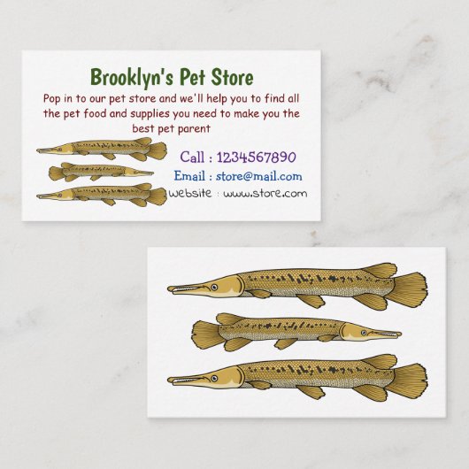 Afbeelding van de cartoon van Alligator garfish Visitekaartje (Voorkant / Achterkant)