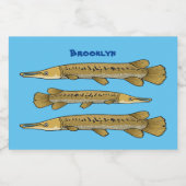 Afbeelding van de cartoon van Alligator garfish Voedselcontainer Etiket (Enkel label)