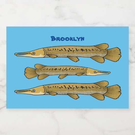 Afbeelding van de cartoon van Alligator garfish Voedselcontainer Etiket (Enkel label)