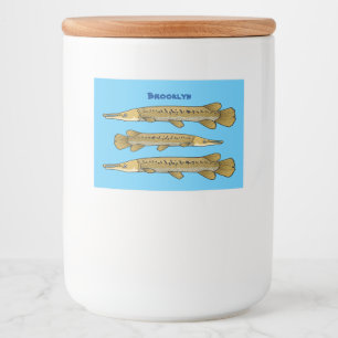 Afbeelding van de cartoon van Alligator garfish Voedselcontainer Etiket
