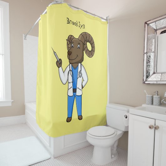 Afbeelding van de cartoon van Bighorn-schaap Douchegordijn (In situ)