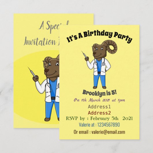 Afbeelding van de cartoon van Bighorn-schaap Kaart (Voorkant / Achterkant)