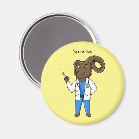 Afbeelding van de cartoon van Bighorn-schaap Magneet (Voorkant / Achterkant)