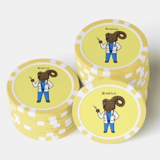 Afbeelding van de cartoon van Bighorn-schaap Poker Chips (Opstapeling)