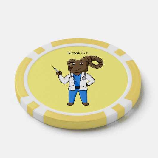 Afbeelding van de cartoon van Bighorn-schaap Poker Chips (Enkel)