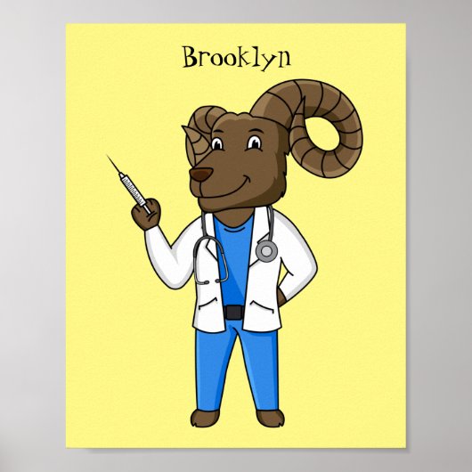 Afbeelding van de cartoon van Bighorn-schaap Poster (Voorkant)
