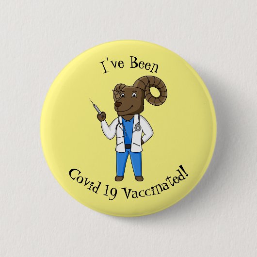 Afbeelding van de cartoon van Bighorn-schaap Ronde Button 5,7 Cm (Voorkant)