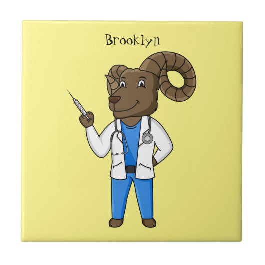 Afbeelding van de cartoon van Bighorn-schaap Tegeltje (Voorkant)