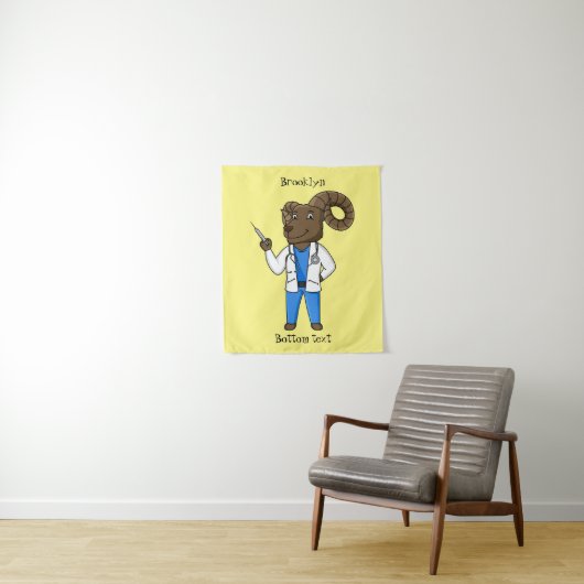 Afbeelding van de cartoon van Bighorn-schaap Wandkleed (In situ)