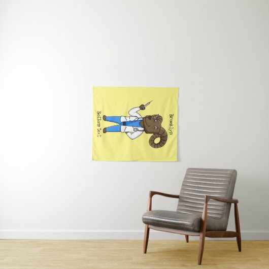 Afbeelding van de cartoon van Bighorn-schaap Wandkleed (In Situ (horizontaal))